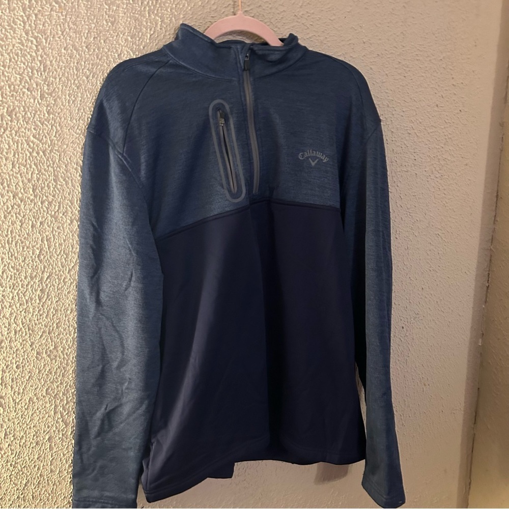 Callaway Mens 1/4 Zip Thermal Performance Pullover Peacoat Heather Size Xl